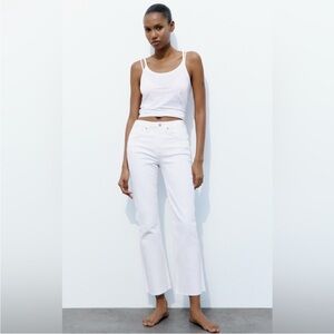 Zara White Straight Leg Crop Jeans Rae rem Size 4